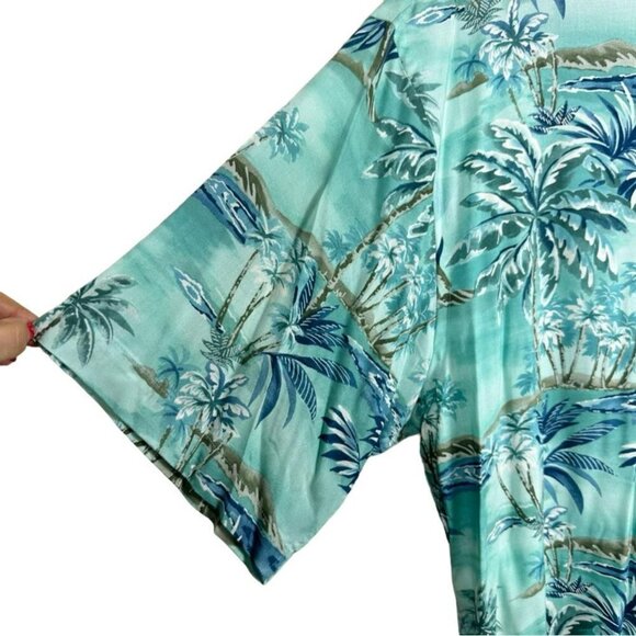 Windham Pointe Vintage Hawaiian Button Down Shirt Blue Palms‎ Trees Size Large - Picture 5 of 10